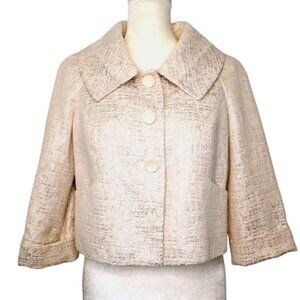 Maakif Gold 3/4 Sleeve Cropped Holiday Party Cocktail Jacket - 6. Cotton blend